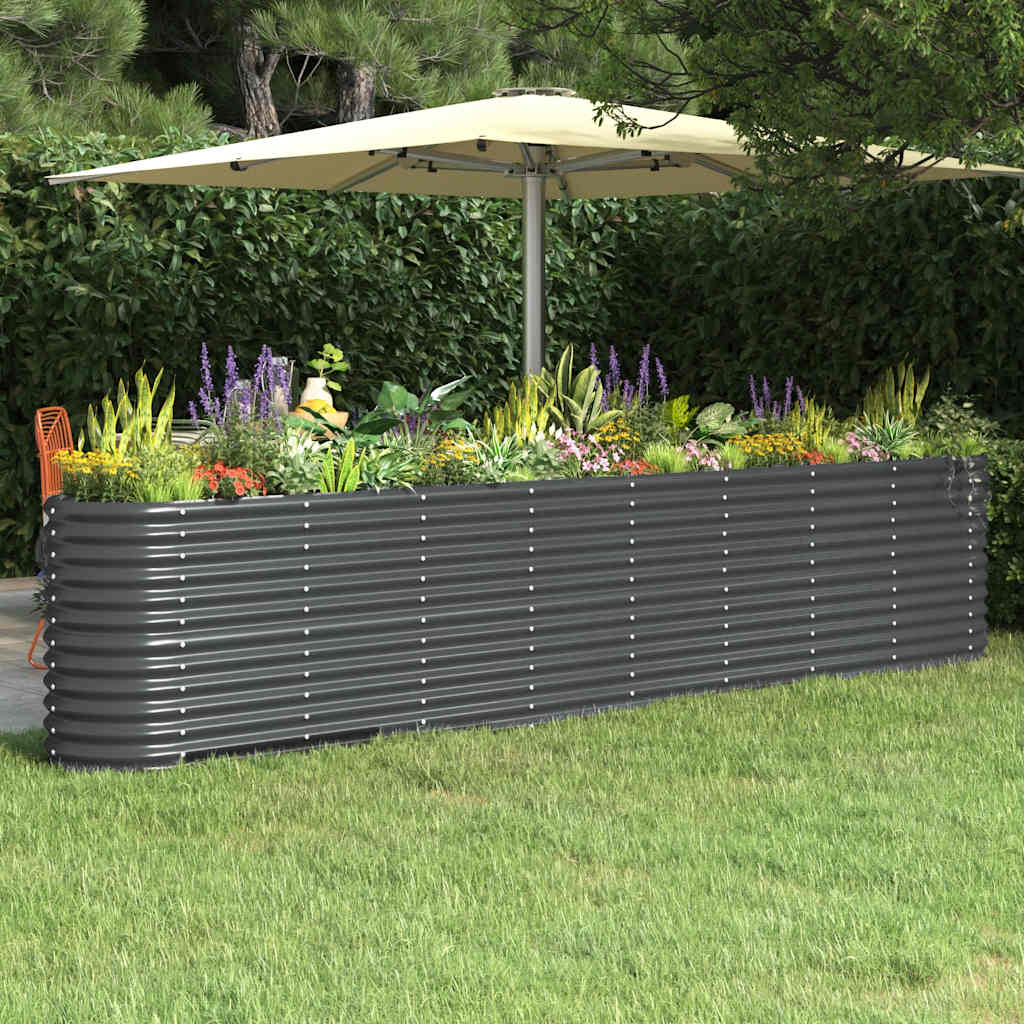 vidaXL Garden Raised Bed Anthracite Powder-coated steel Large Durable