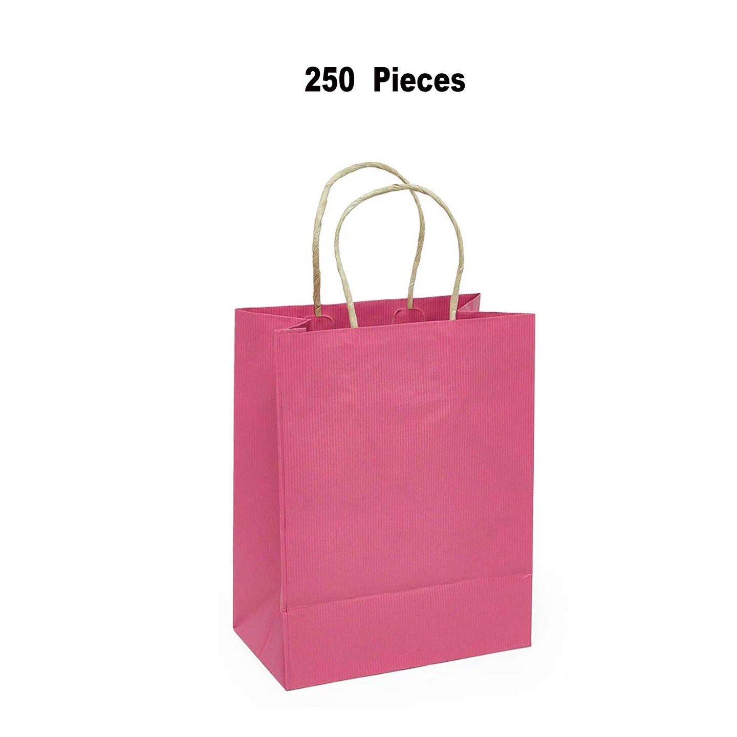 250 Pcs Durable Kraft Paper Bags with Stylish Shadow Stripe Design 6" x 3 1/4 " x 8 3/8"
