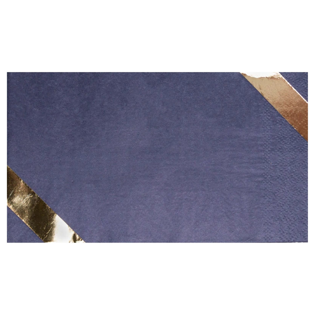 Navy & Gold Metallic Guest Dinner Napkin Set – Elegant Disposable Napkins for Weddings & Special Occasions