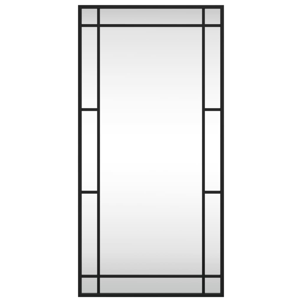 vidaXL Wall Mirror Black Glass 15.7 x 31.5 in Minimalistic Wall Mirror