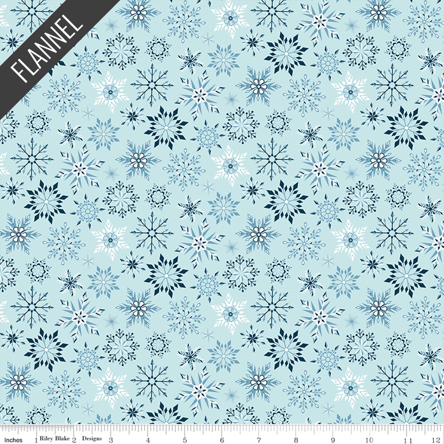 Winter Magic Snowflakes Flannel in Aqua (f16787-aqua) | Designer Flannel | Riley Blake Designs | Riley Blake