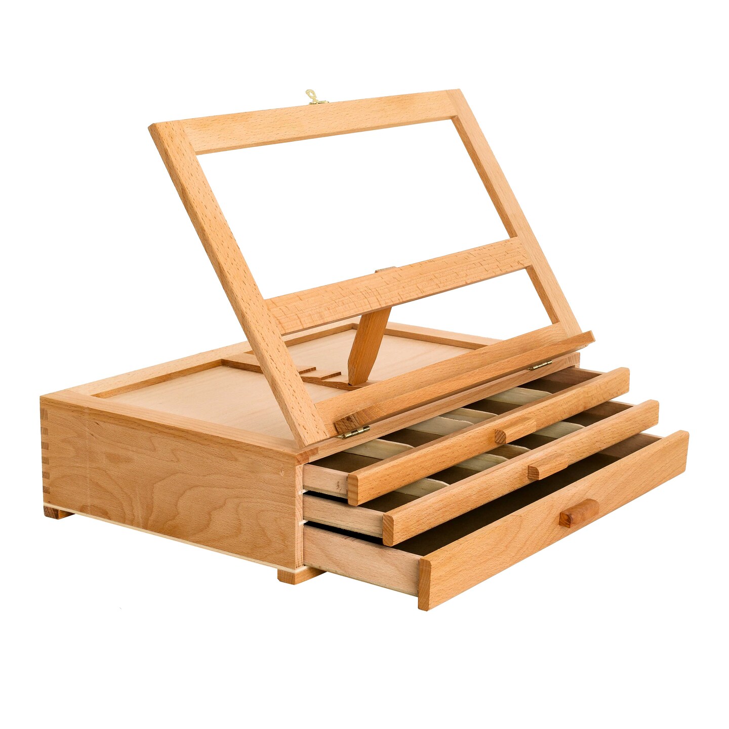 Adjustable Wooden Art Easel: Portable Tabletop Easel with Storage 3-Drawers & Paint Palette - Beechwood Table Top Easels for Painting, Canvas, Artist Stand & Drawing Board