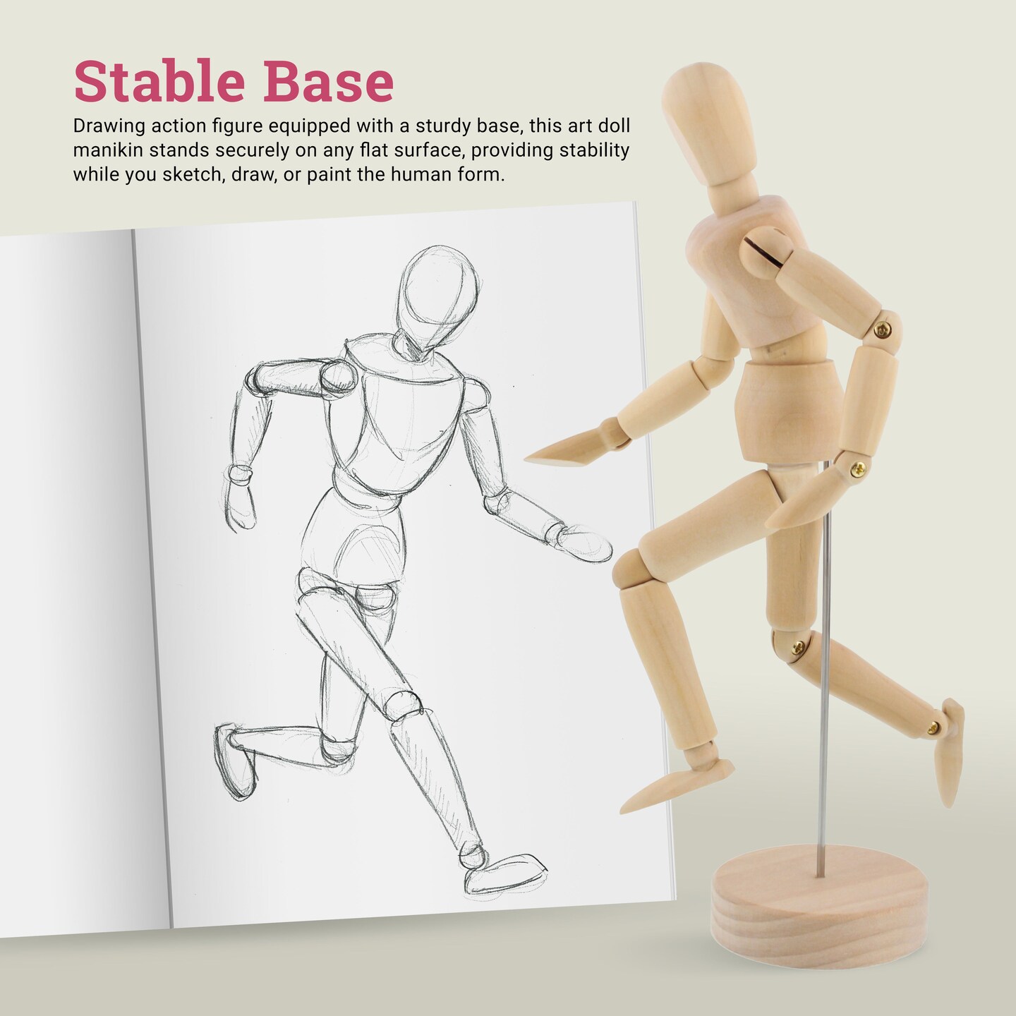 Wood 8&#x22; Artist Drawing Manikin Articulated Mannequin with Base and Flexible Body - Perfect For Drawing the Human Figure (8&#x22; Female)