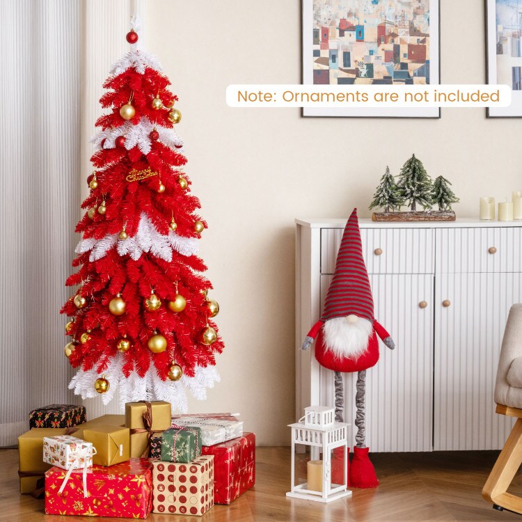 5FT Pre-Lit Artificial Christmas Tree with 301 Red and White Branch Tips