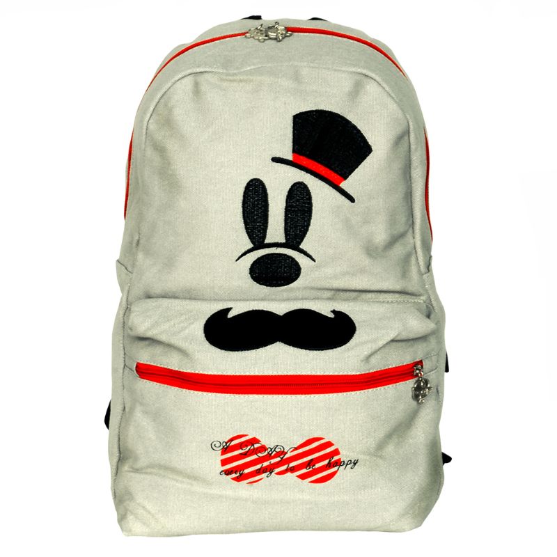 Lovely Beard Fabric Art School Backpack, Colorful Canvas Daypack for Travel, School & Work