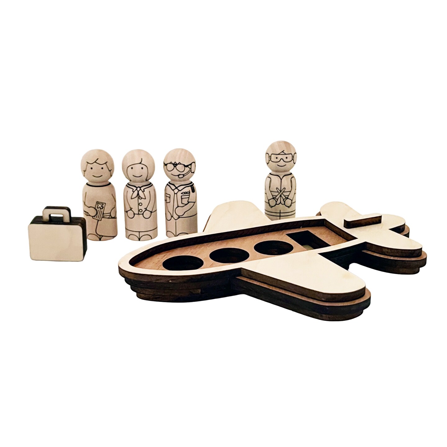 Airplane Peg Doll Set by Pegsies&#x2122;