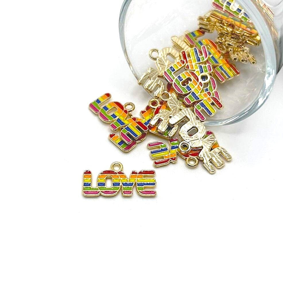 1, 4, 20 or 50 Pieces: Rainbow Pride Love Charms