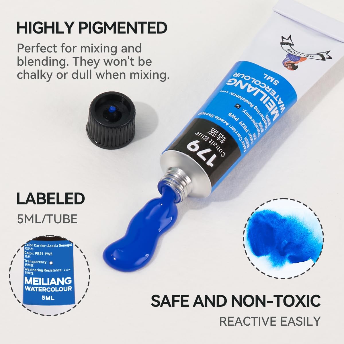 Watercolor Paint Set 36 Vibrant Colors 5ml / 0.17 Fl Oz Tubes, Watercolor Tubes with Great Value, Water Color Paints Art Supplies for Adults, Artists &#x26; Beginners