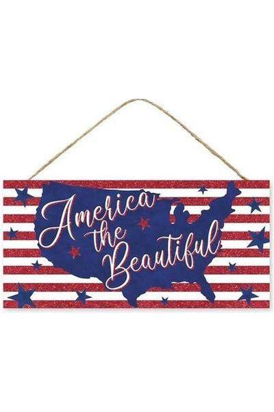 12&#x22; Wooden Sign: America The Beautiful