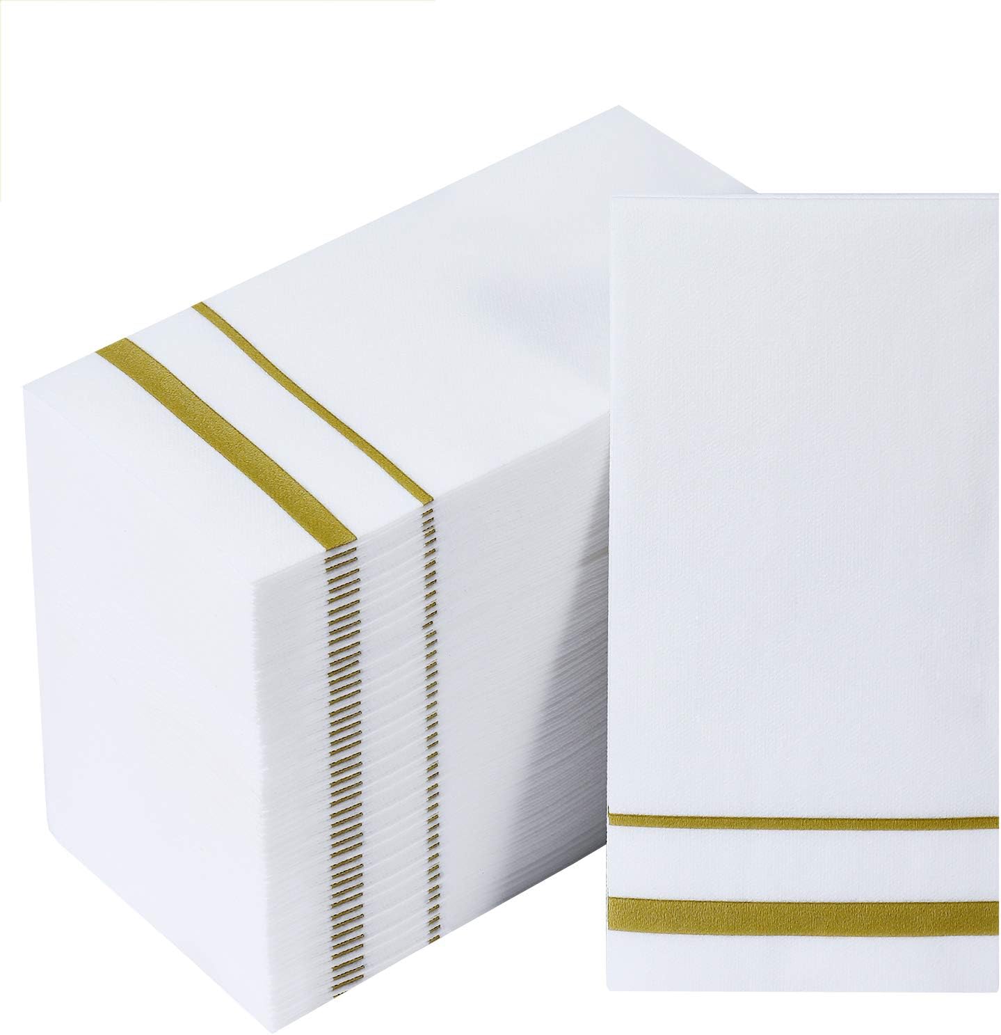 200 Linen Feel Disposable Bathroom Napkins, Soft and Absorbent Paper Guest Towels, Cloth-Like Hand Towels Decorative Paper Napkins for Parties, Weddings, Dinners or Events, Gold, 12&#x22; x 17&#x22;