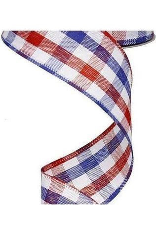 1.5&#x22; Patriotic Gingham Plaid Ribbon: Red, White &#x26; Blue (10 Yards)