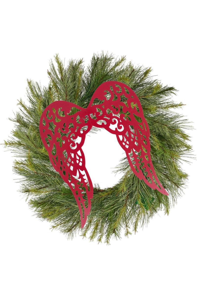 17&#x22; Metal Filigree Angel Wings: Red