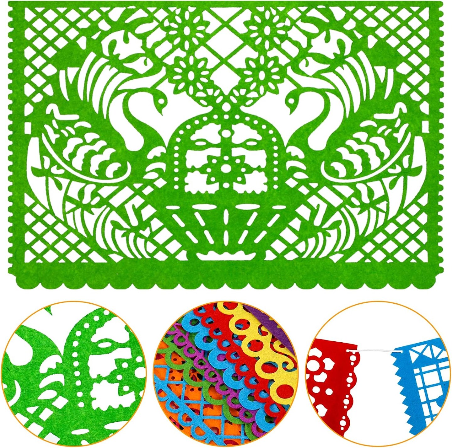 4pcs Mexican Fiesta Party Felt Banner(11.8 * 7.9 inch) Cinco de Mayo Fiesta Banner Dia De Los Muertos Day of The Dead Fiesta Papel Picado Hanging Banner Party Decorations 4 Different Designs