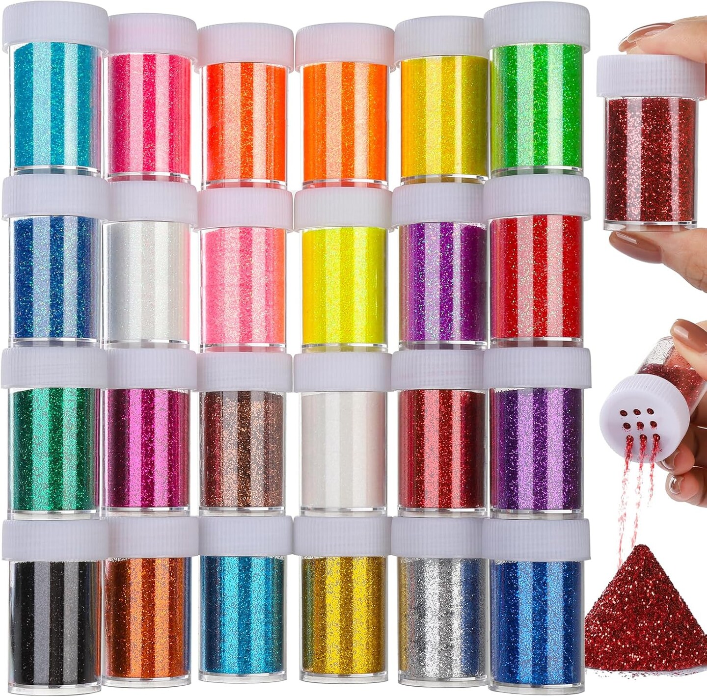 18-Pack Fine Glitter Set – 15g Jars for Resin, Crafts, Nail Art & Body Glitter