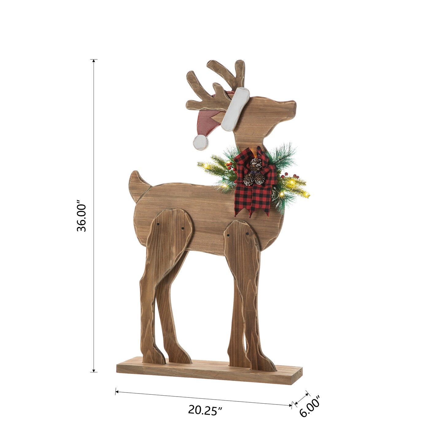 36&#x22;H Chunky Wood Reindeer Porch Decor with Timer (KD)