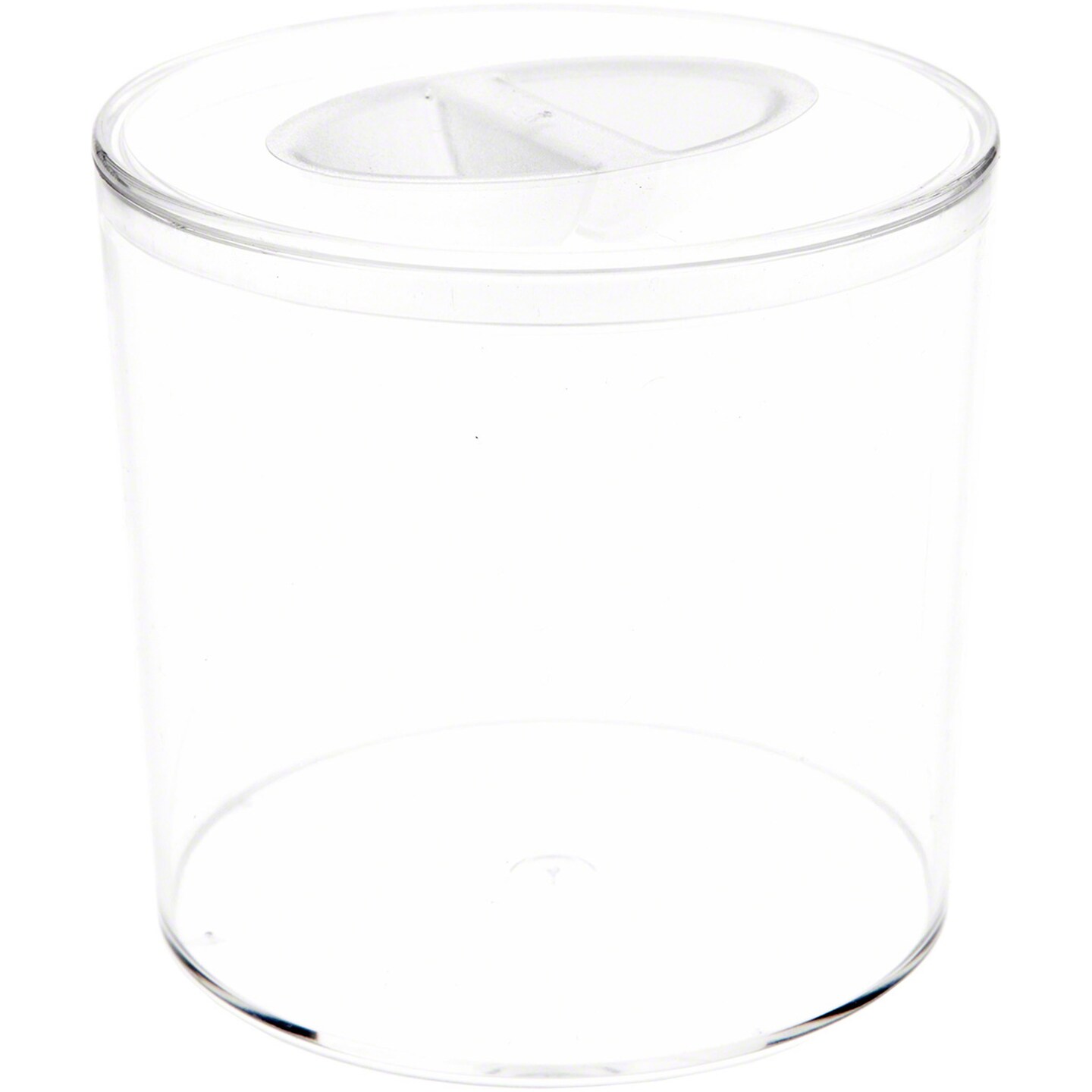 Pioneer Plastics 116C Clear Cylinder Plastic Container with Pinch Style Lid, 3.375&#x22; W x 3.125&#x22; H
