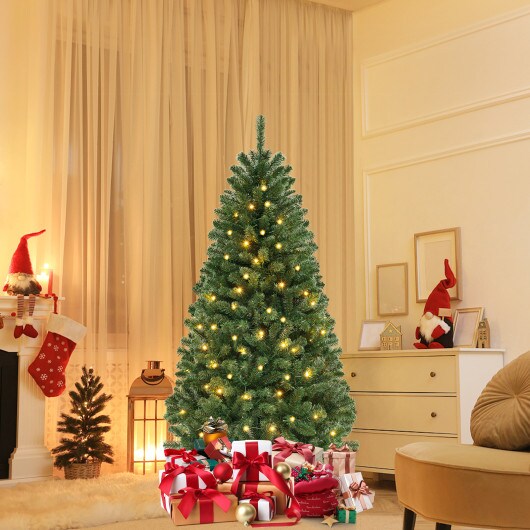 6/7/8 FT Artificial Christmas Tree with 568/830/1182 Branch Tips and 200/250/400 Warm White LED Lights-M