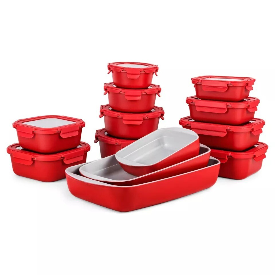 2qt Non-Stick Rectangle Roasting Dish Baker Glass Ceramic Baking Casserole 13x8