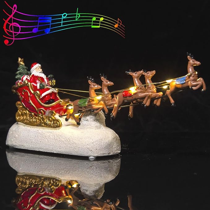 Santa's Sleigh and Reindeer Assortment - Christmas Reindeer Car with LED Light UP