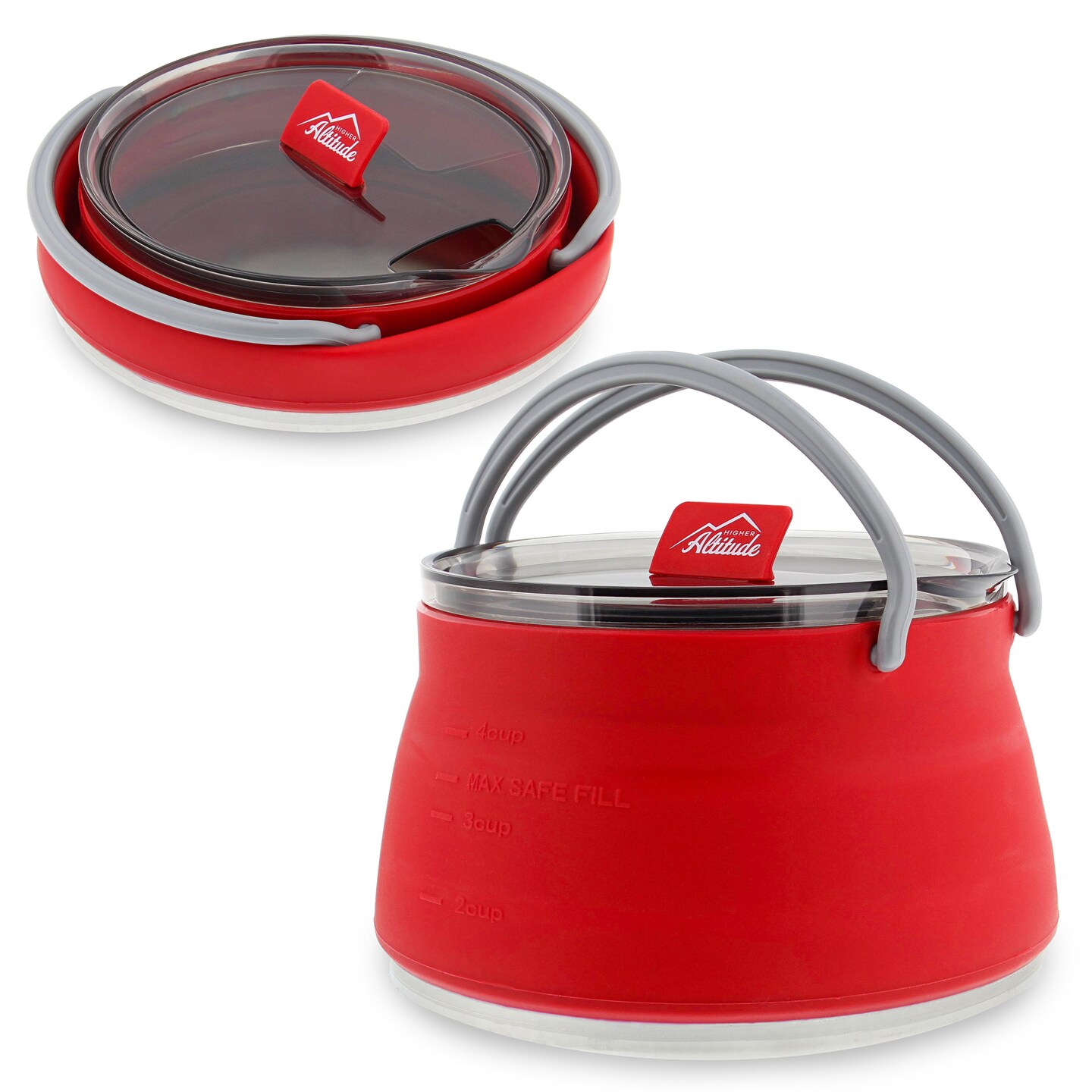 Higher Altitude Collapsible 33oz Travel Kettle Pot - 1L Red Portable Water Boiler