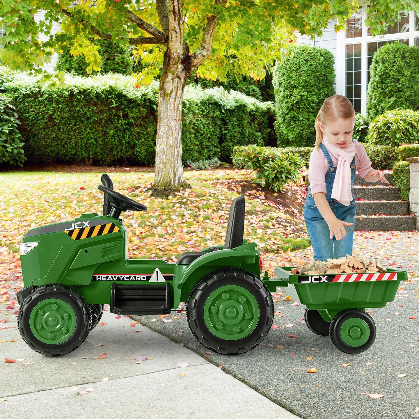 GarveeMore Tractor eléctrico Infantil 12V con Remolque - Mando a Distancia, 2 Modos de conducción - 3 velocidades, Luces LED, inalámbrico, MP3/USB, Arranque Suave - Desde 3 años - Color Verde GarveeMore Tractor eléctrico Infantil 12V con Remolque - Mando a Distancia, 2 Modos de conducción - 3 velocidades, Luces LED, inalámbrico, MP3/USB, Arranque Suave - Desde 3 años - Color Verde