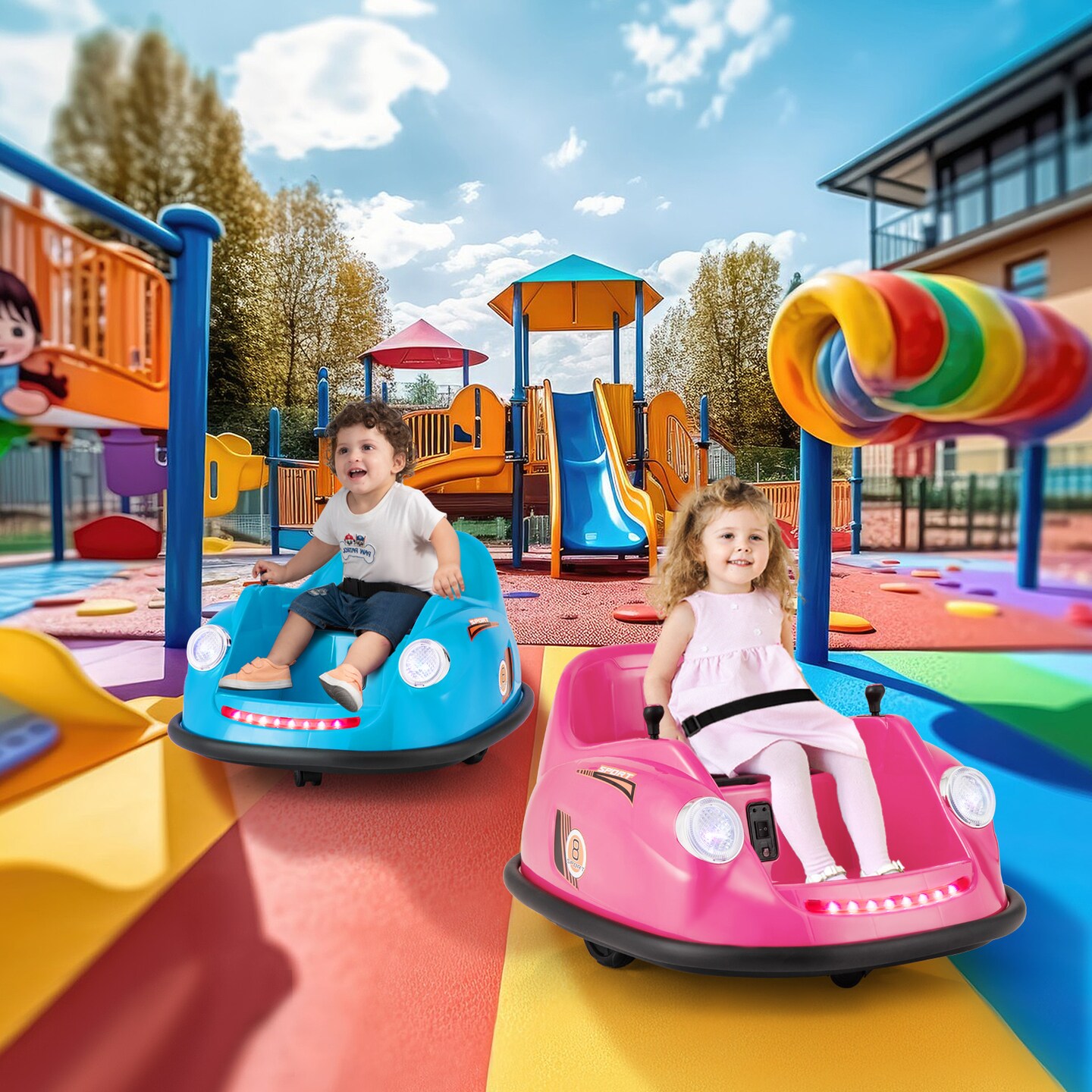 12V Kids Electric Bumper Car with Remote, Dual Motors, 360° Spin, Lights & Music