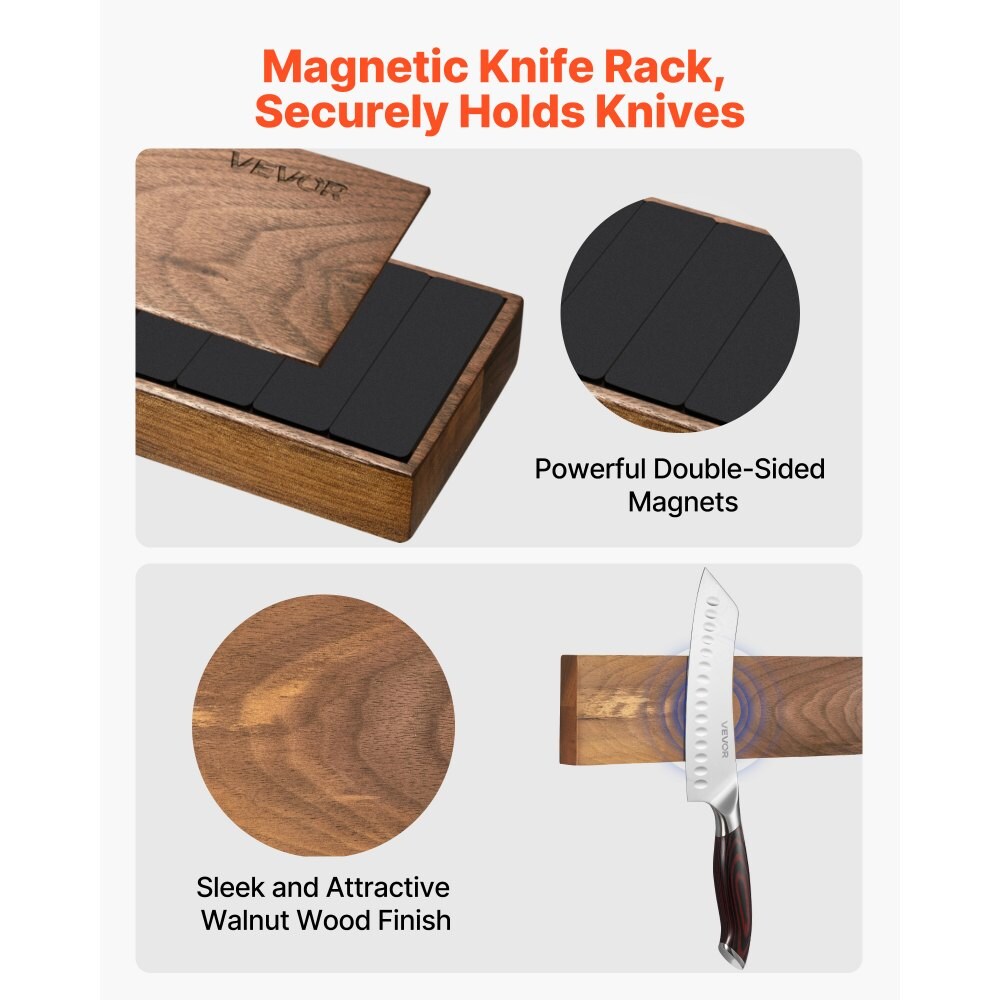 Kitchen Cutlery 6-Piece Knife Set with Crack-Resistant Handles and Magnetic Holder