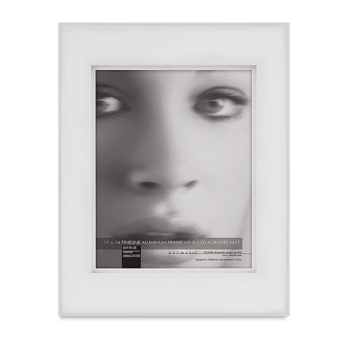 MCS Framatic Frame - White, 11" x 14" w/8" x 10" Opening, Shadow Mat