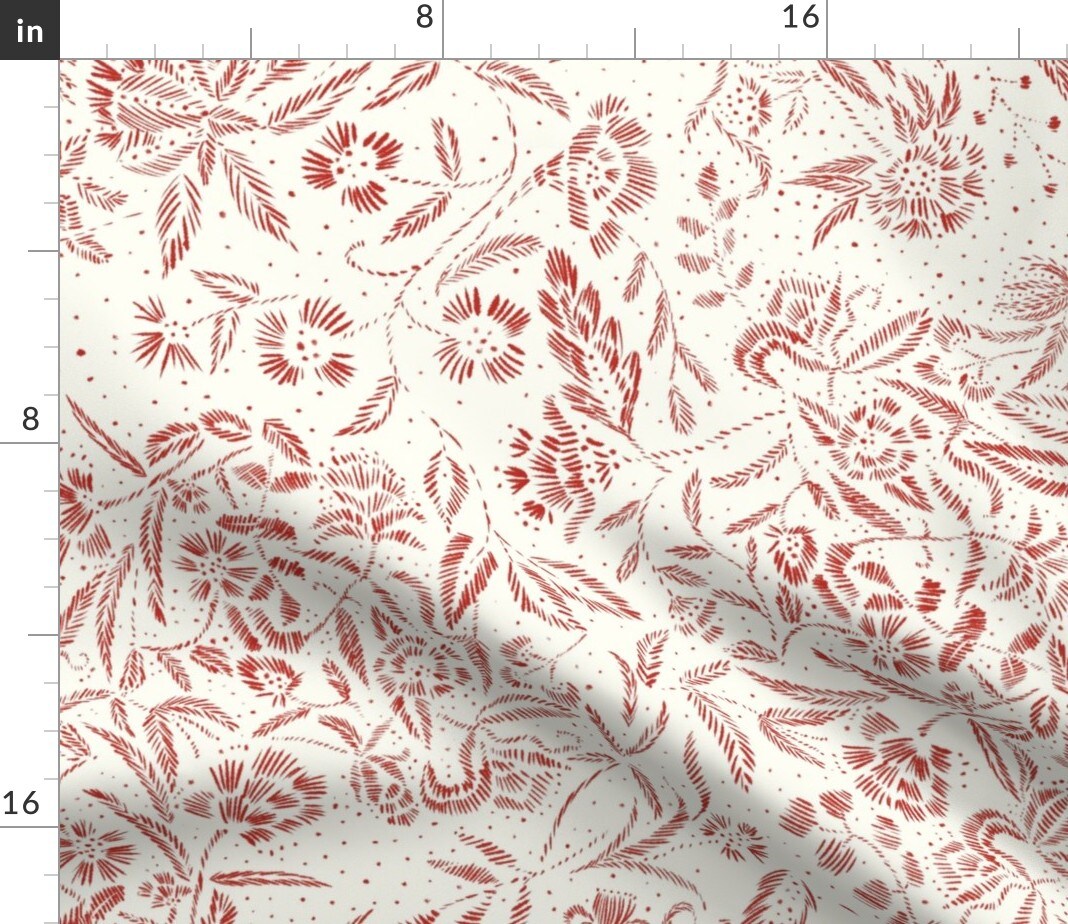 Floral Cottage Leaves Custom Printed Fabric by Spoonflower Various Fabrics by the Yard or Fat Quarter