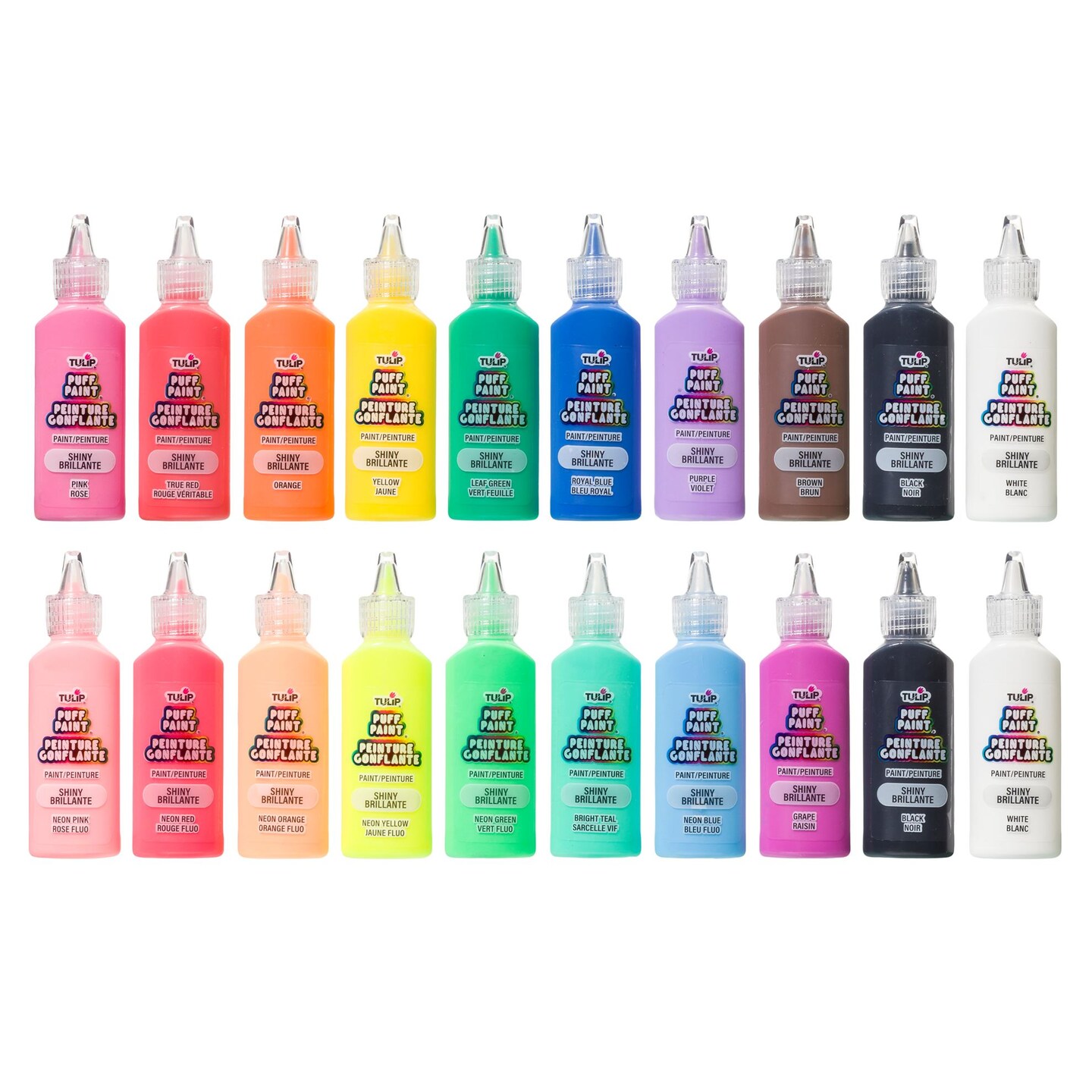 Tulip Puff Paint Rainbow & Neon, Multi-Surface Craft Paint, Party 20 Pack