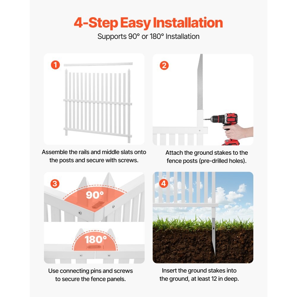 White 3-Panel Outdoor Privacy Screen 36x45 in Vinyl AC and Equipment Fence