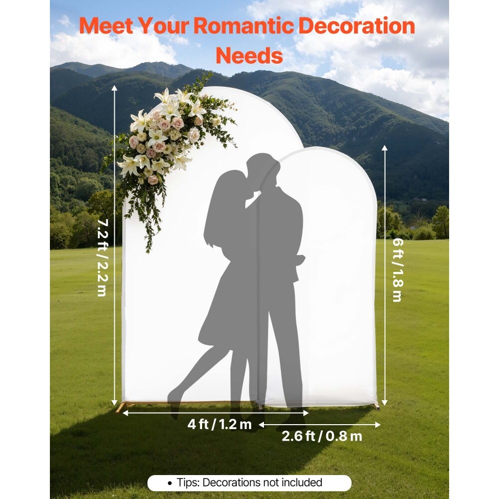 Gold Metal Arch Backdrop Stand Set of 2 with Covers, 7.2 ft and 6 ft