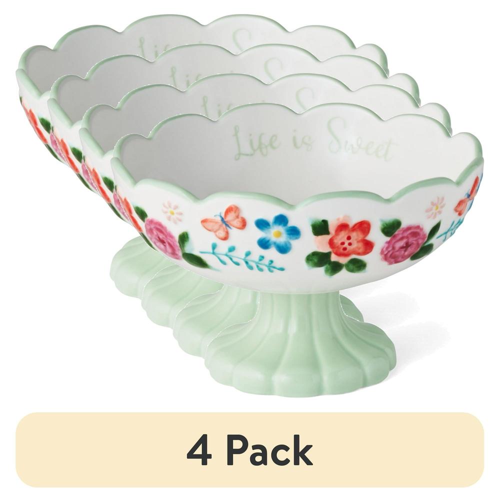 Edge Collections - 6.4" - Multicolor - Charming Floral Candy Dish for Sweets and Trinkets - 4 Piece