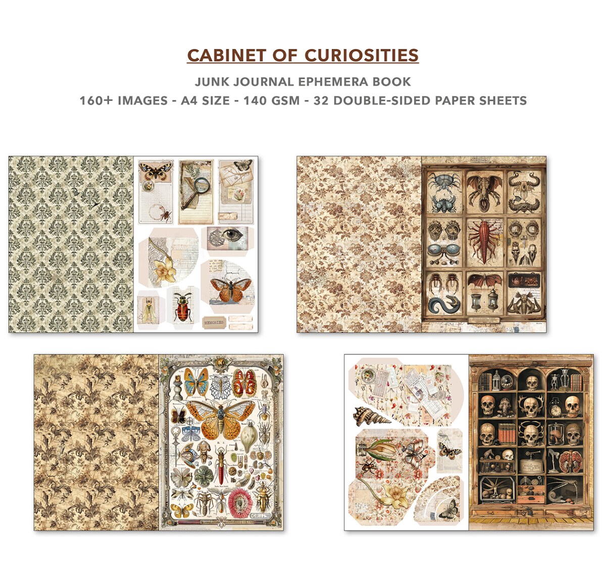 Cabinet Of Curiosities Junk Journal & Ephemera Book A4 32/Pkg