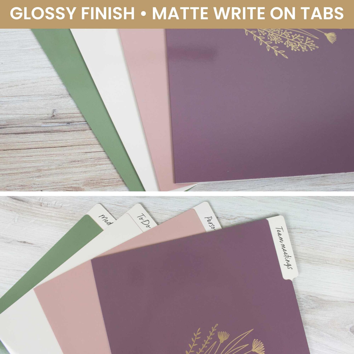 bloom daily planners File Folder Set, 12 Pack, Gold Foil Florals