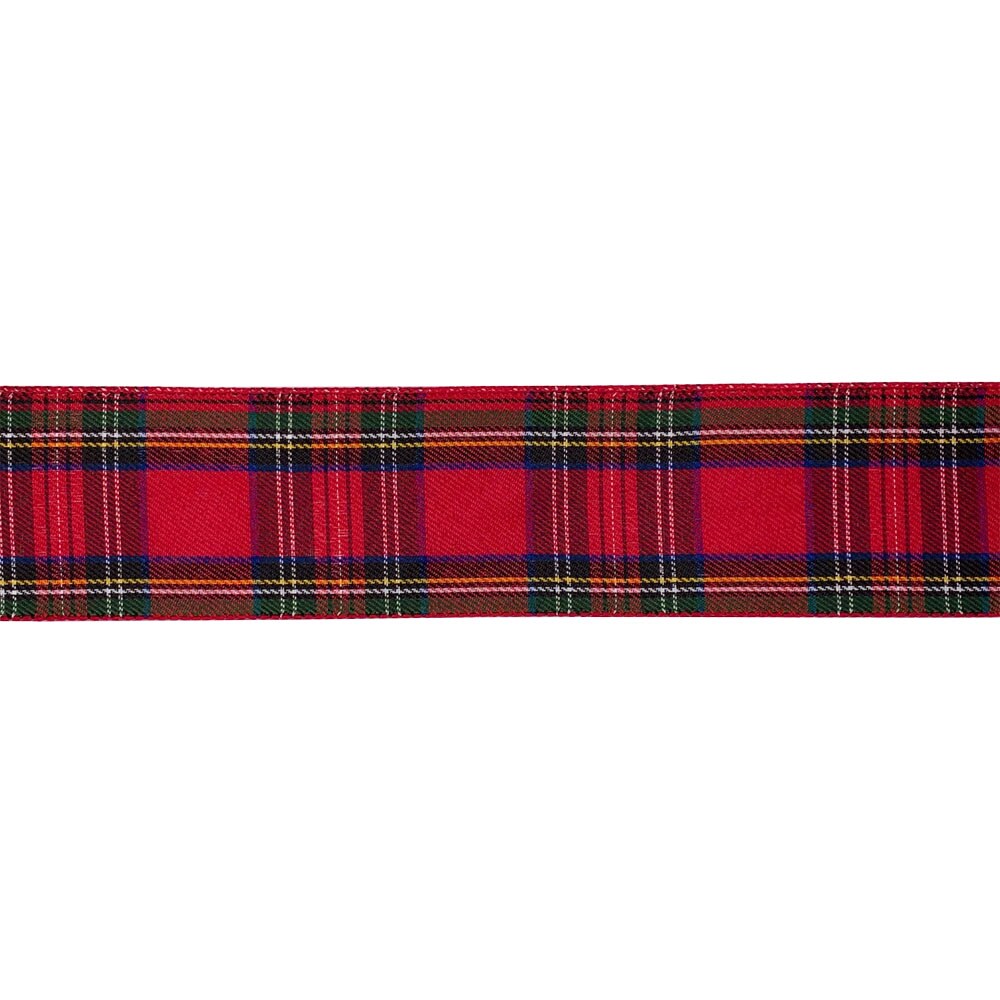 Designer&#x2019;s Shop WR 63-5187 Holiday Tartan Plaid Wired edge ribbon 2.5&#x201D; x 10 yard For DIY crafting, Home D&#xE9;cor, tree wreath decorating