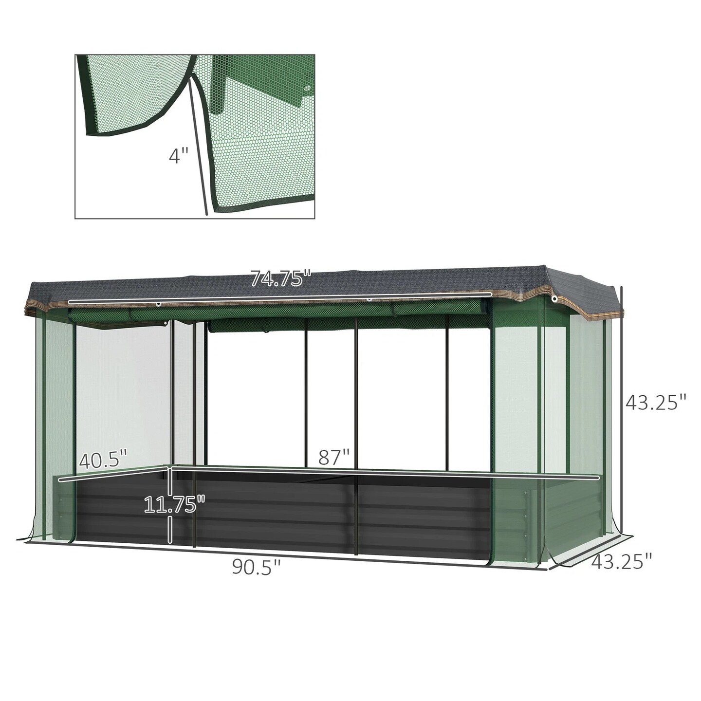 Galvanized Steel Raised Garden Bed with Crop Cage & Shade Cloth