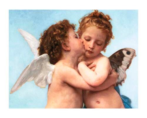 Le Premier Baiser by William-Adolphe Bouguereau Wall Art Décor 9 1/2 x 11 3/4 Art Print
