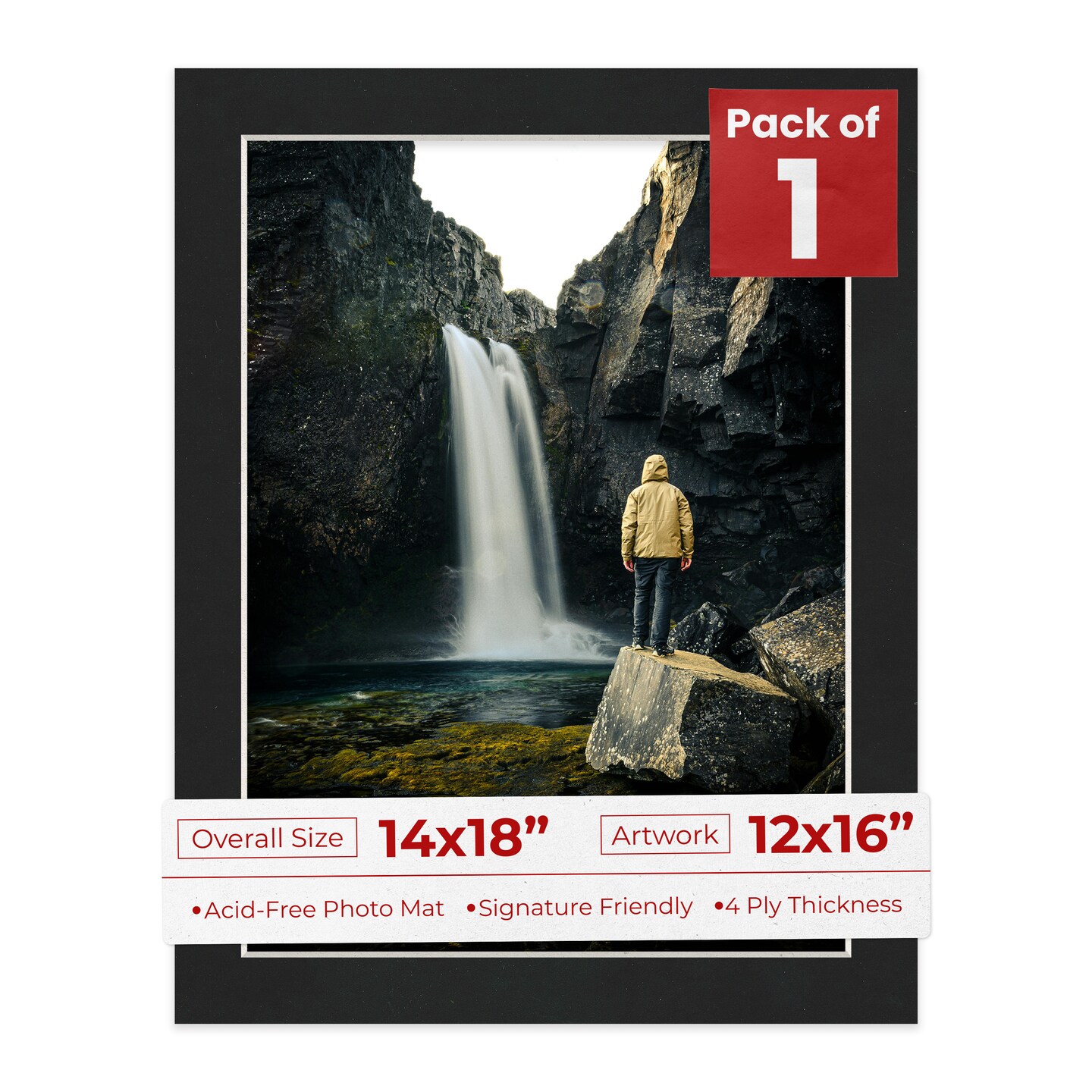 Black Suede Mat Board for 14x18 Frames - Fits 12x16 Photos, Color ...