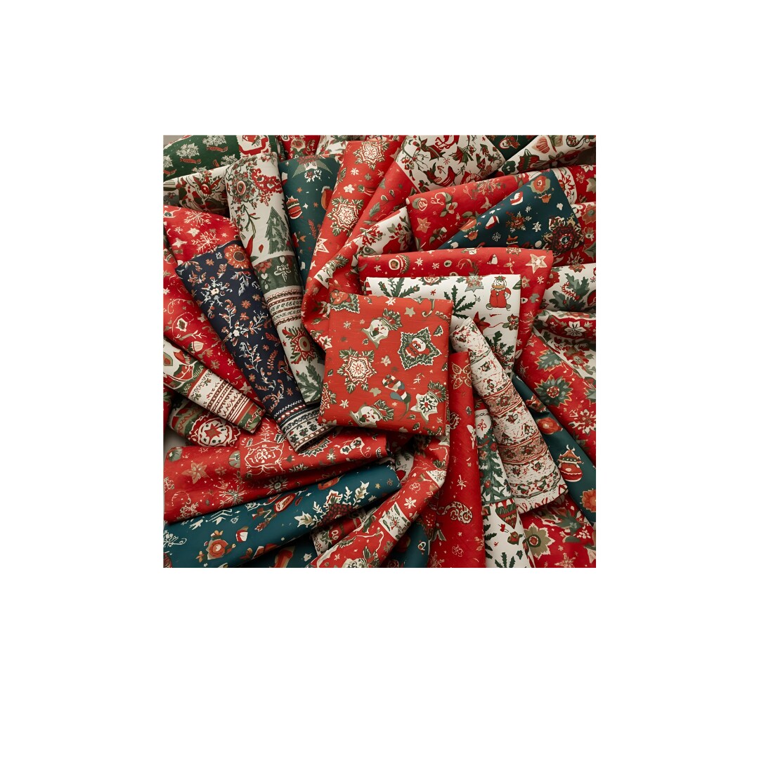 Christmas 8 Piece Fat Quarter Set 18" x 21" Mystery Bundle Precut