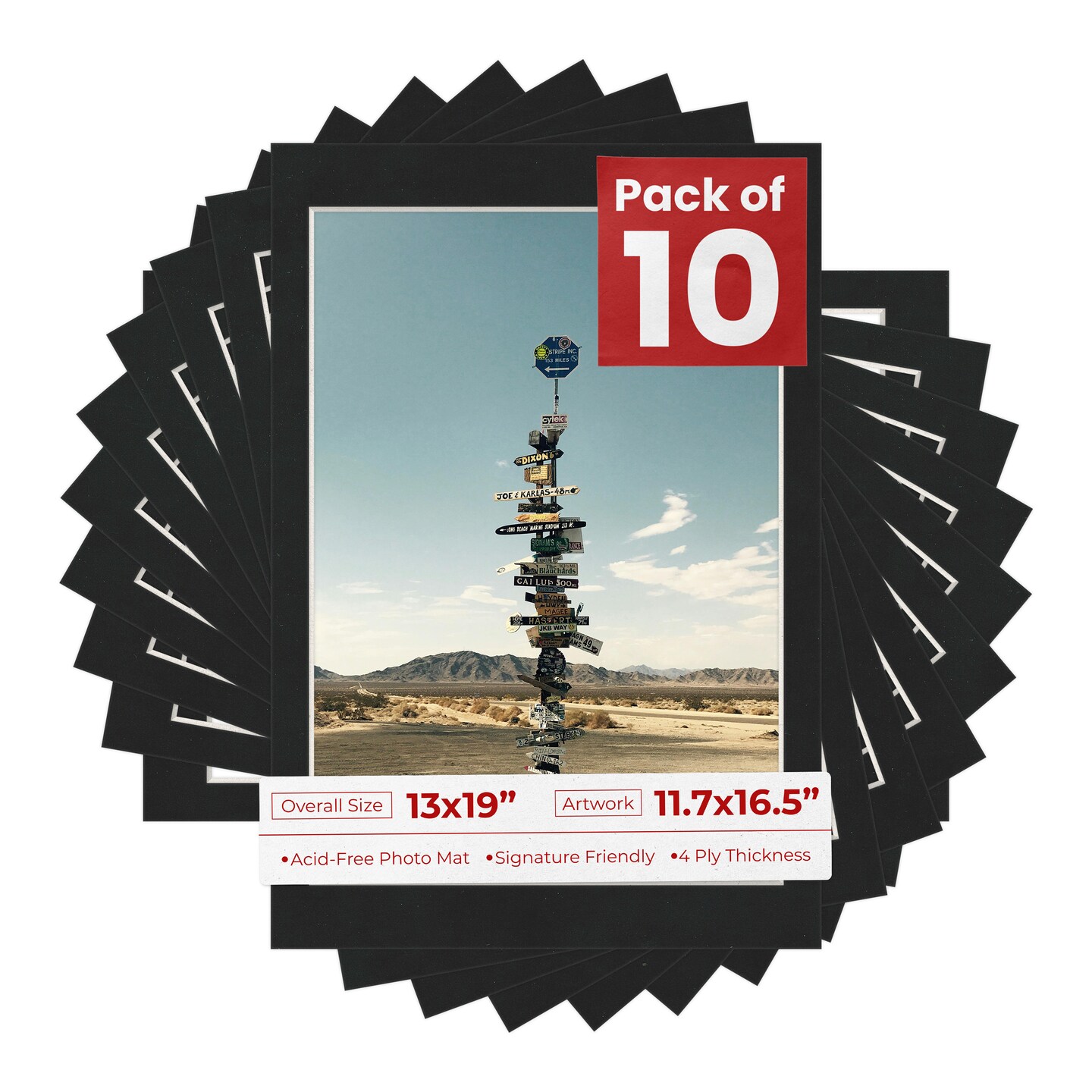 Black Suede Mat Board for 13x19 Frames - Fits 11.7x16.5 Photos