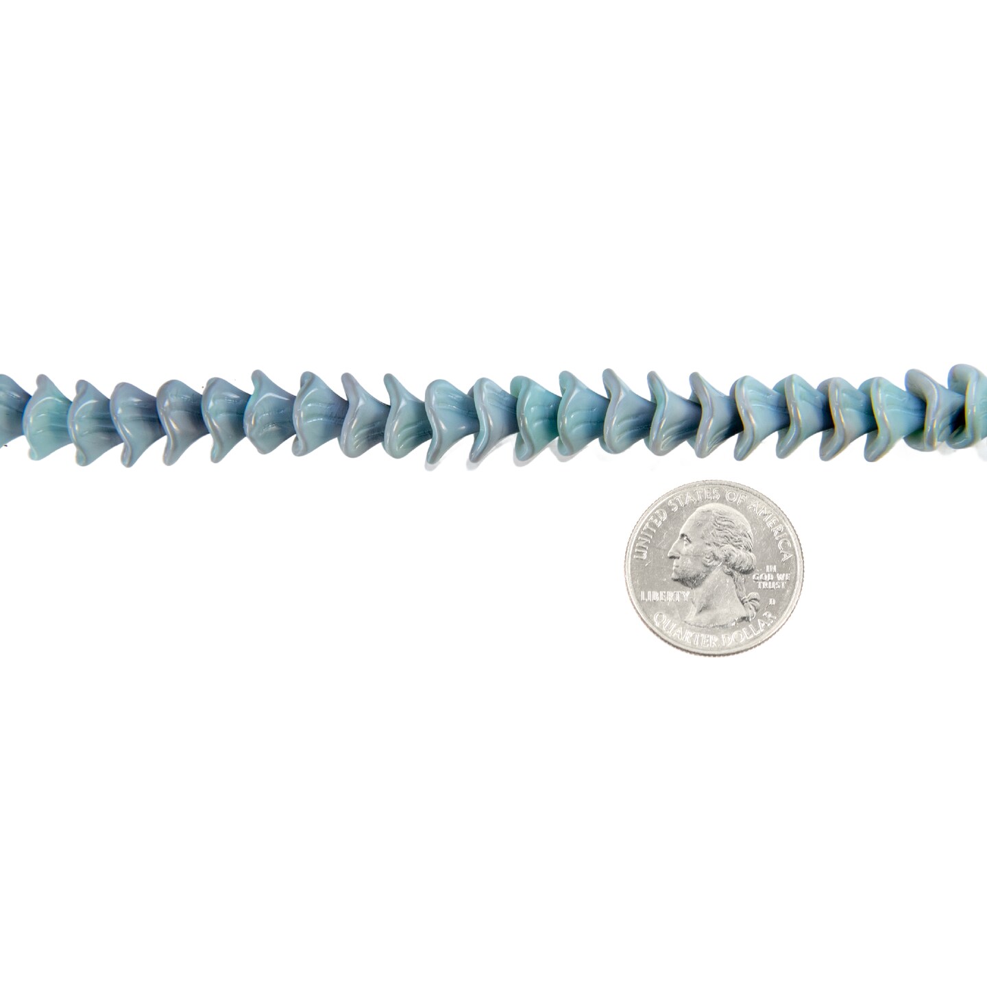 Three Petal Opaque Seafoam Blue/Grey Glass Flower Beads 12 x 10mm, Apx 25 beads GB-3PF06