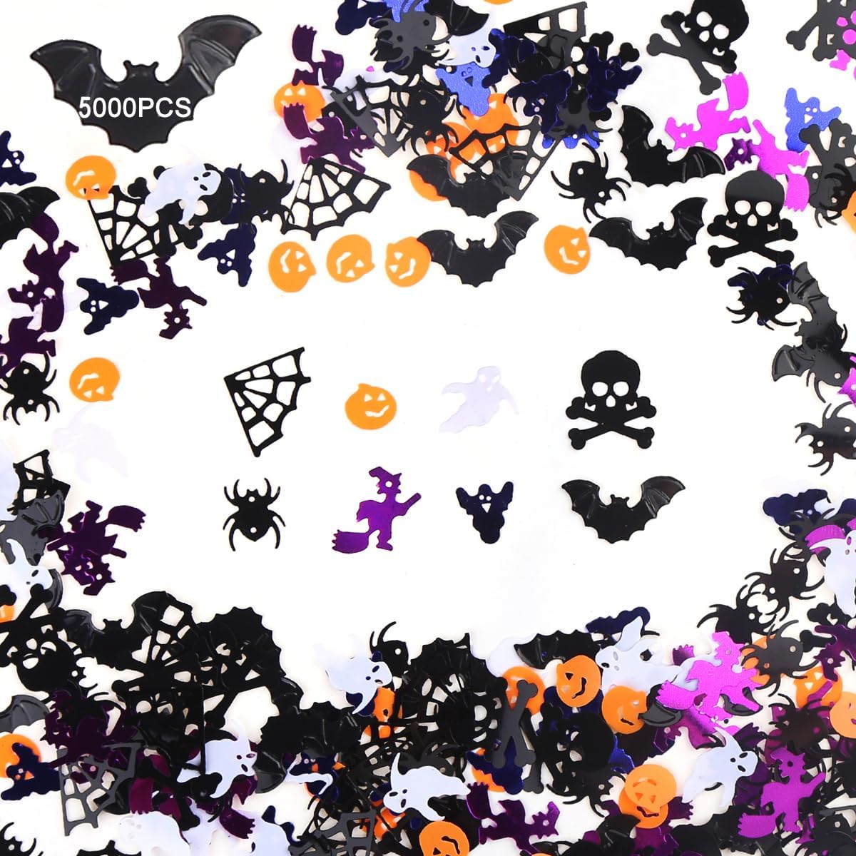 5000 Pcs Halloween Confetti Glitter,Confetti Sprinkles Bats Spider Pumpkin Table Scatter(Multicolor)16.5 x 3 x 1.5 inches