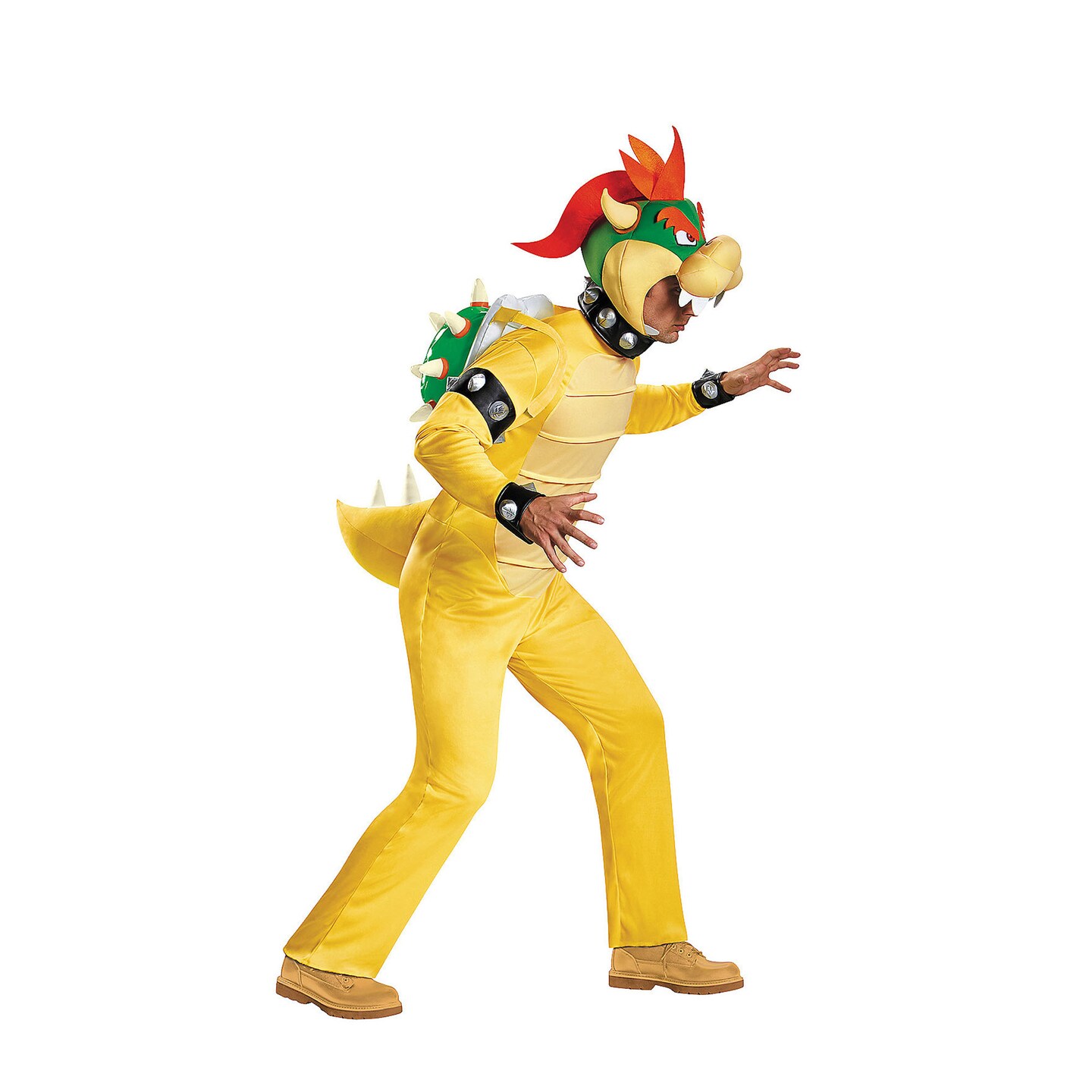 Adult Deluxe Super Mario Bowser Costume Yellow Inflatable Shell Jumpsuit XXL