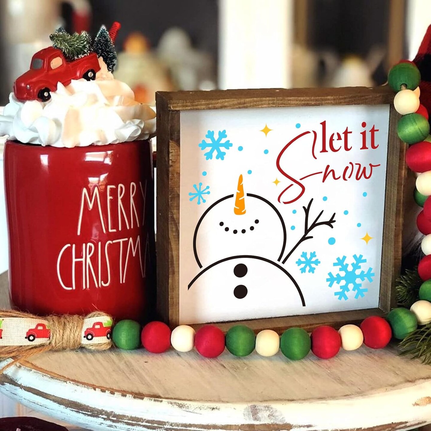 30 Pcs Christmas Stencils Reusable(Christmas)3&#x22;L x 3&#x22;W