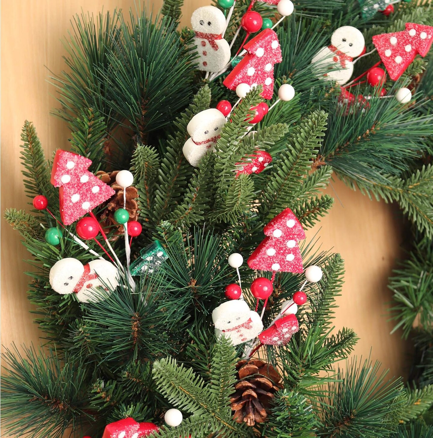 Assorted Snowman Picks with Decorative Berries &#x26; Trees - Festive Holiday Decor Trees, Wreaths, &#x26; Garlands - Gift Wrapping - Christmas Picks - Home &#x26; Office Decor (Set of 12) - 2024 Christmas Collection, Floral Home by Artificial Flowers