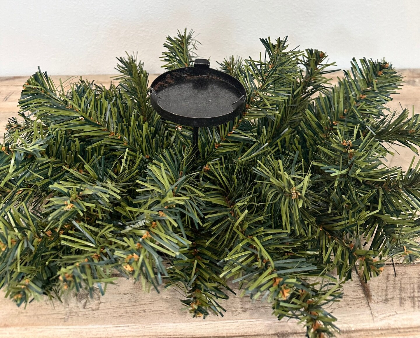 24-Inch Mixed Pine Candle Ring Swag &#x2013; Rustic Centerpiece Greenery for Holiday Table Decor - Versatile Supply for DIY Holiday Centerpieces