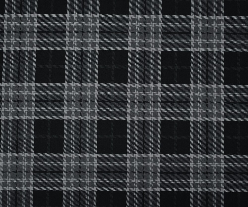 Gray-Black Wool-Polyester Plaid Woven Twill Suiting Fabric By the Yard