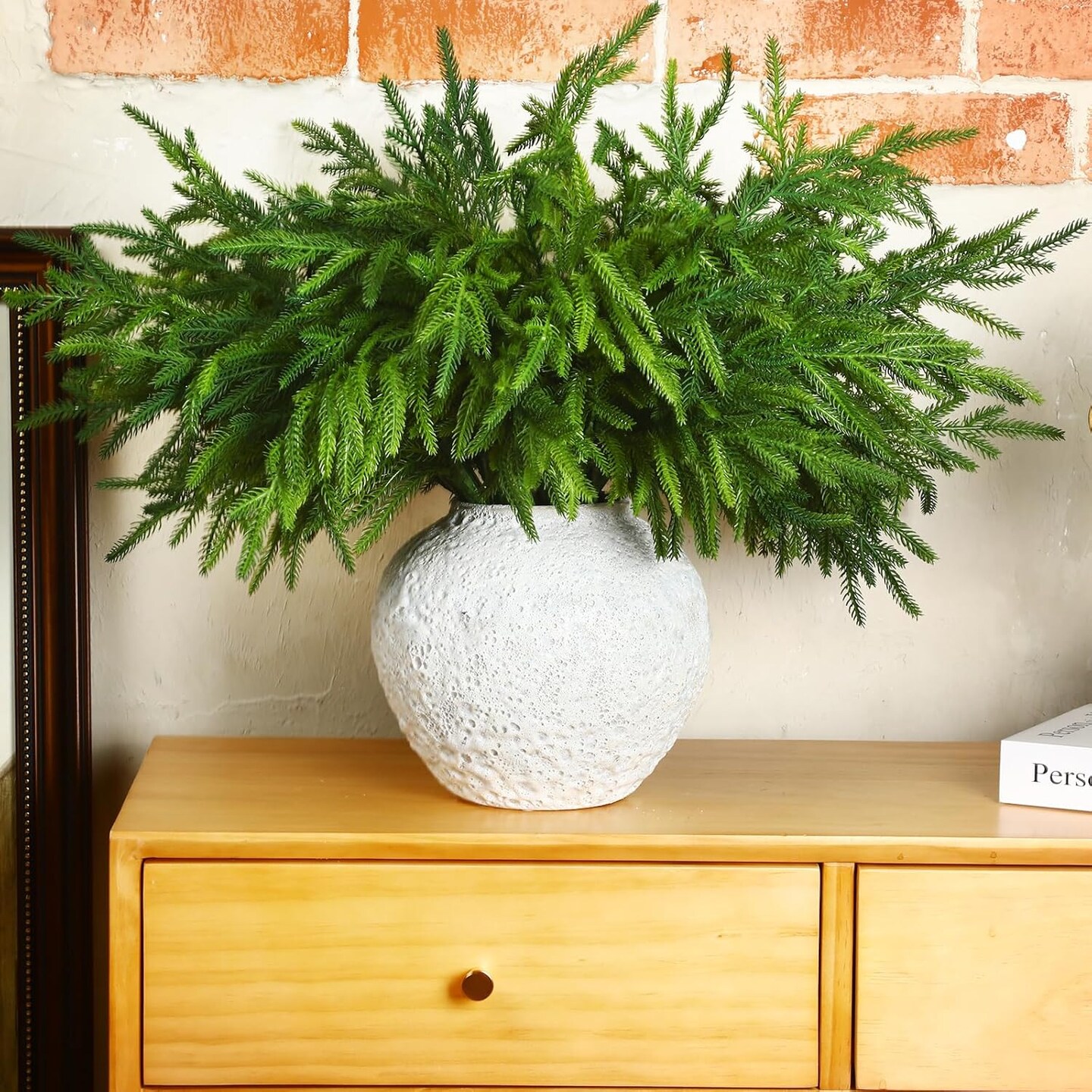 12 Pcs 18 Inch Christmas Norfolk Pine Branches (Green) 16.92"D x 7.87"W x 0.78"H