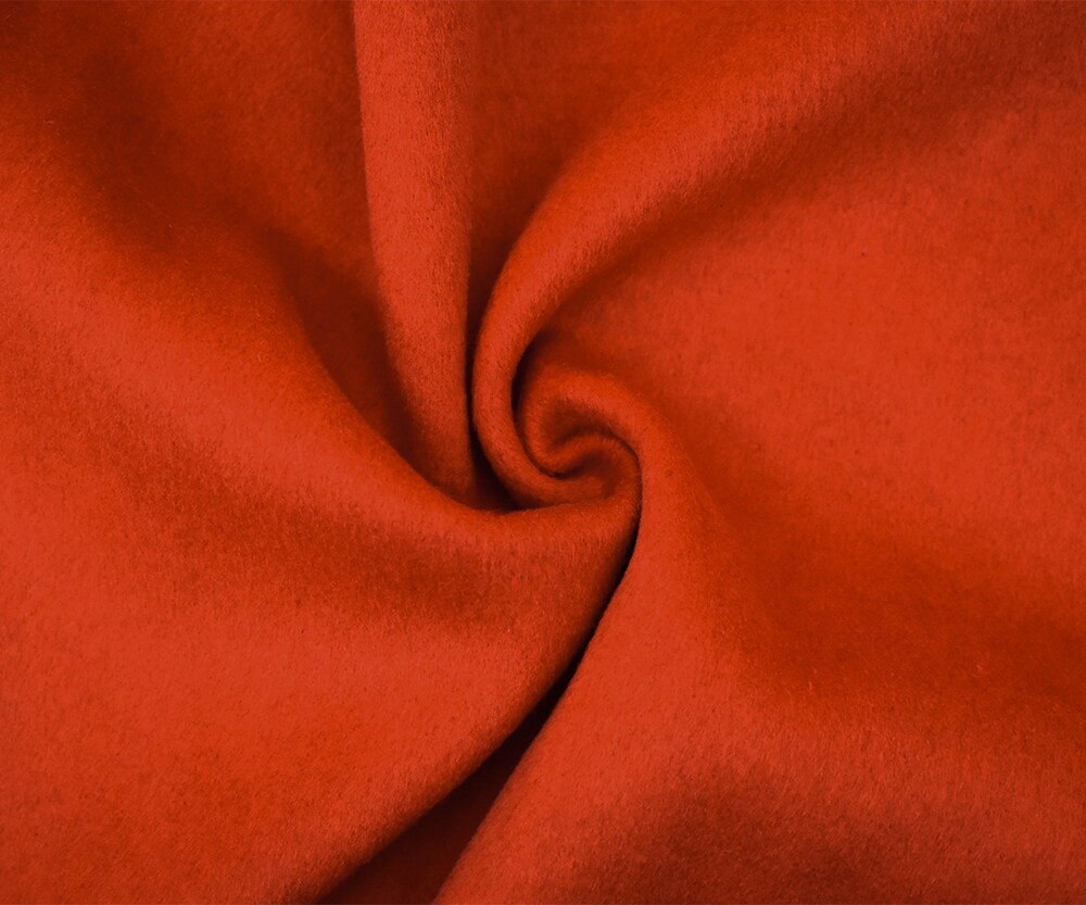 Orange Melton Wool-Poly Blend Solid Brush Double Woven Jacketing Fabric By the Yard